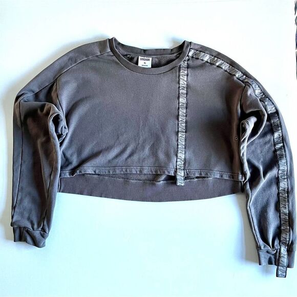Gymshark 24/7 French Terry Cropped Sweatshirt Gem Grey Lavender Size XL - Picture 1 of 13